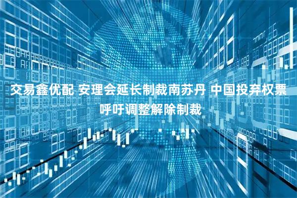 交易鑫优配 安理会延长制裁南苏丹 中国投弃权票 呼吁调整解除制裁