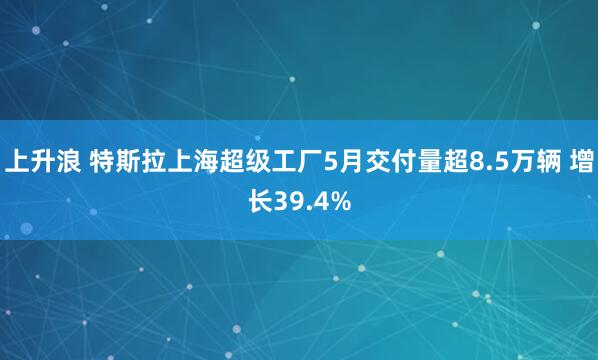 上升浪 特斯拉上海超级工厂5月交付量超8.5万辆 增长39.4%